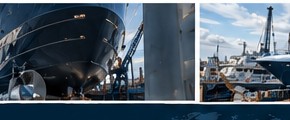 Vessel in shipyard